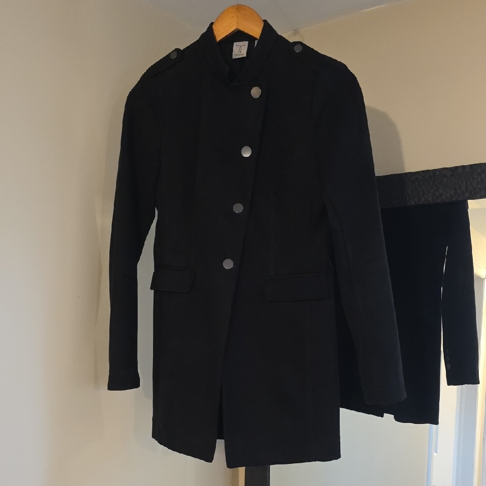 Tristan Black Buttoned Trench Coat